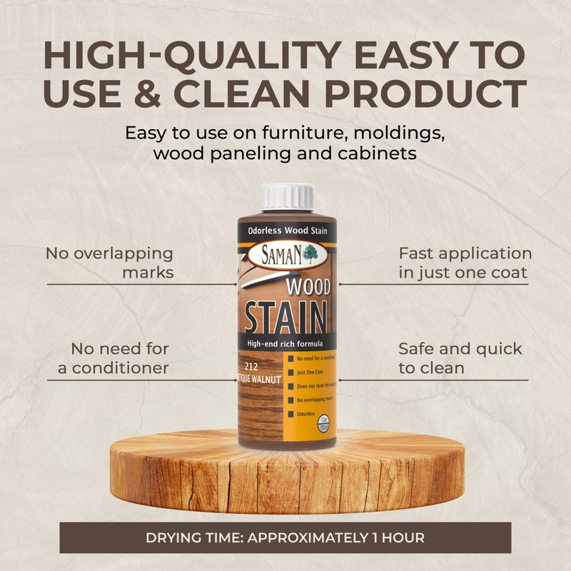 SamaN Interior Water Based Wood Stain - Natural Stain for Furniture, Moldings, Wood Paneling, Cabinets (Azure TEW-106-12, 12 oz) - Image 5